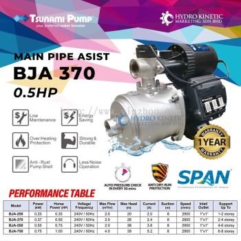 Tsunami BJA-370 (0.5HP) Home Automatic Water Pump Main Pipe Pressure Pump Pam Air