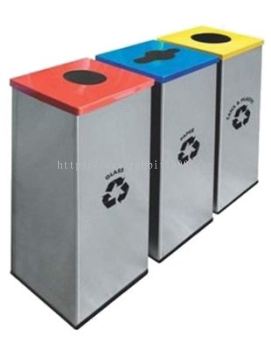 STAINLESS STEEL & POWDER COATING SQUARE RECYCLE BIN - RECYCLE-128/SS