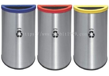 STAINLESS STEEL & POWDER COATING SEMI ROUND RECYCLE BIN - RECYCLE-140/SS