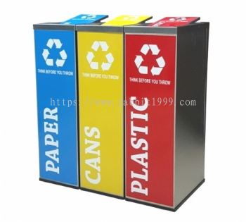 STAINLESS STEEL FLIP TOP RECYCLE BIN C/W STICKER - RECYCLE-244/SS