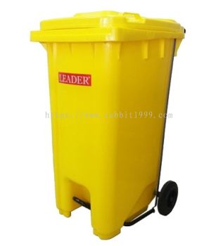 LEADER MOBILE GARBAGE STEP ON BIN - 240 Litres - yellow