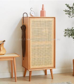 WOODEN CABINET WITH RATTAN NETTING