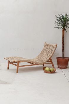 WOODEN RATTAN LAZY CHAIR