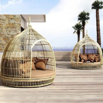 SYNTHETIC RATTAN BIRD CAGE SOFA BED