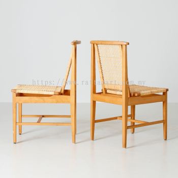 WOODEN RATTAN DINING CHAIR