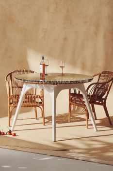 RATTAN WOODEN DINING TABLE