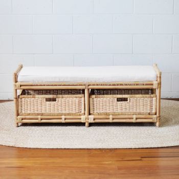 RATTAN BENCH WITH STORAGE