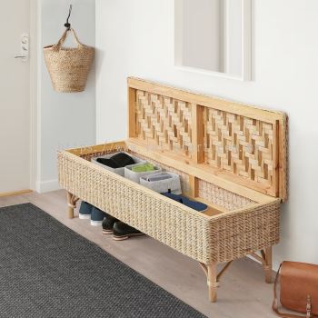 RATTAN BENCH WITH STORAGE