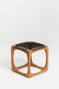 WOODEN FOOT STOOL WOVEN ROPE SITTING