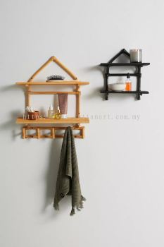 RATTAN WALL SHELF AND HOOK