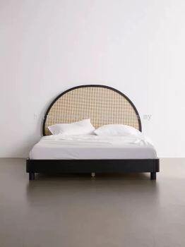 WOODEN RATTAN BED FRAME