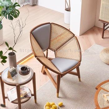 WOODEN RATTAN LOUNGE CHAIR