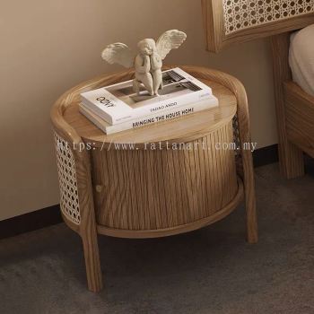 DOPEY. WOODEN RATTAN SIDE TABLE