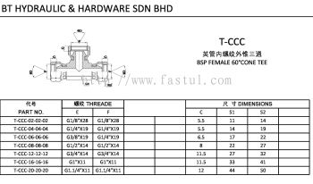 T-CCC BSP FEMALE 60掳CONE TEE