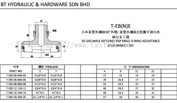 T-EB(N)E JIS GAS MALE 60掳CONE/ BSP MALE O-RING  ADJUSTABLE STUD BRANCH TEE