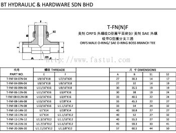 T-FN(N)F ORFS MALE O-RING/ SAE O-RING BOSS BRANCH TEE