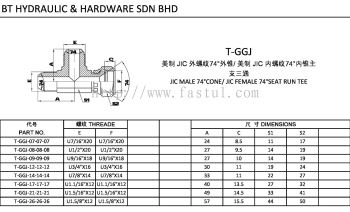 T-GGJ JIC MALE 74掳CONE/ JIC FEMALE 74掳SEAT RUN TEE