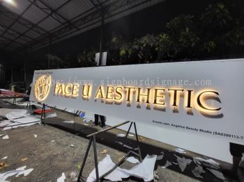 Face U Aesthetic - Klang - 3D LED Stainlees Steel Gold Mirror Backlit Signboards