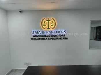 UMA & Partners - Indoor Stainless Steel Gold Mirror Backlit Signage - Klang 