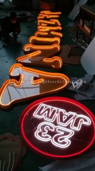 LED Neon Sign # Signboard 3D Box Up With Led Neon Bar # Signboard Restoran # Signboard Cafe