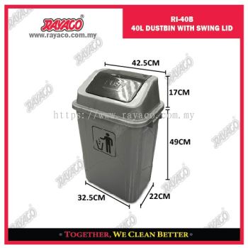 (RI40B) 40L DUSTBIN WITH SWING LID