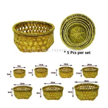 (S5) 5 Pcs per set bamboo basket for cake baking