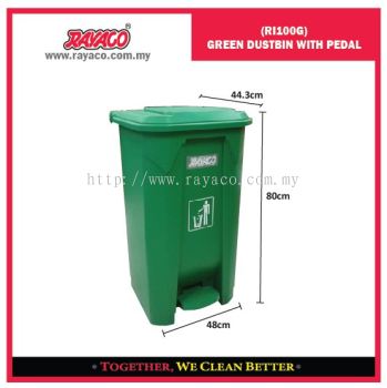 RI100G GREEN DUSTBIN WITH PEDAL