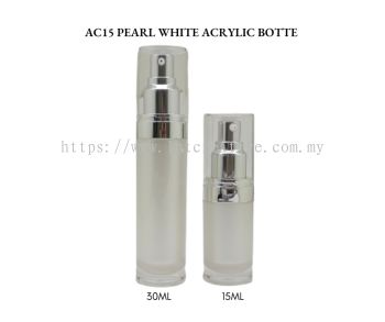 AC15 PEARL WHITE ACRYLIC BOTTLE + SILVER LOTION PUMP