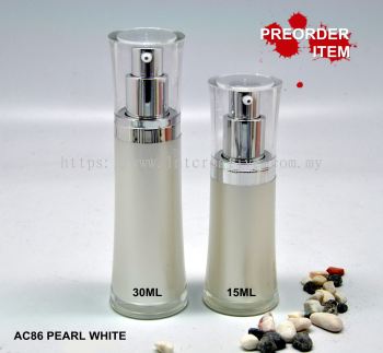 AC86 PEARL WHITE ACRYLIC BOTTLE WITH LIGHT SILVER PUMP