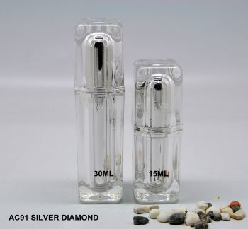 AC91 SILVER DIAMOND ACRYLIC BOTTLE WITH PUMP