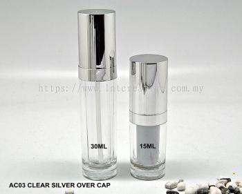 AC03 CLEAR ACRYLIC BOTTLE WITH LIGHT SILVER CAP