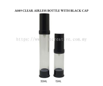 A085 TRANSPARENT AIRLESS BOTTLE WITH BLACK CAP