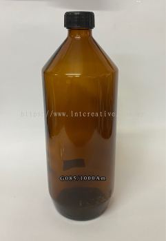 1000ml ,250ml ,100ml Amber Glass Bottle + Black Cap