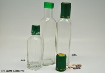 100ml ,250ml Clear Square Glass Bottle 