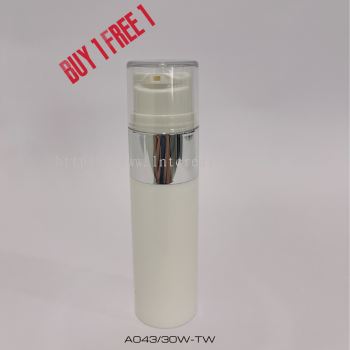 30ml White Airless Bottle With Silver Ring 