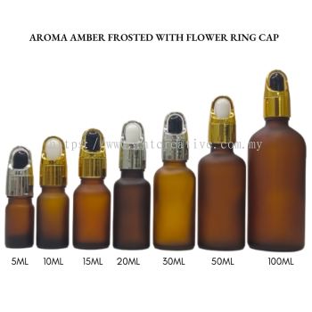 Aroma Amber Frosted With Flower Ring 