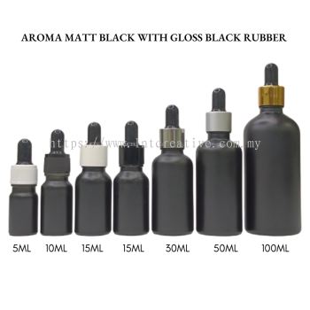 Aroma Matt Black Bottle with Gloss Black Rubber 