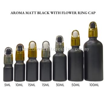 Aroma Matt Black Bottle with Flower Ring Cap