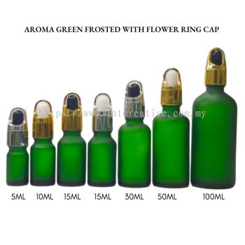 Aroma Green Frosted Bottle with Flower Ring Cap 