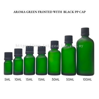 Aroma Green Frosted Bottle with PP Black Cap 