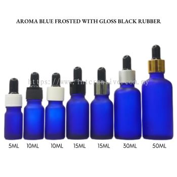 Aroma Blue Frosted Bottle with Gloss Black Rubber 