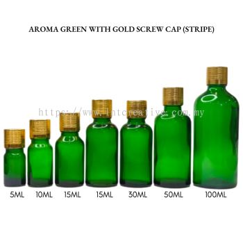 Aroma Green Bottle with Gold Screw Cap (STRIPE)