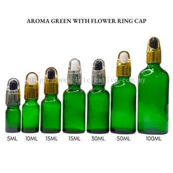 Aroma Green Bottle with Flower Ring Cap 