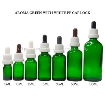 Aroma Green Bottle with PP White Cap (LOCK)