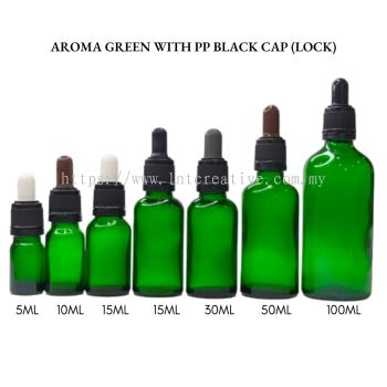 Aroma Green Bottle with PP Black Cap (LOCK)