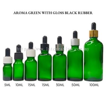 Aroma Green Bottle with Gloss Black Rubber