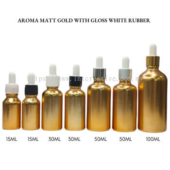 Aroma Matt Gold Bottle with Gloss White Rubber