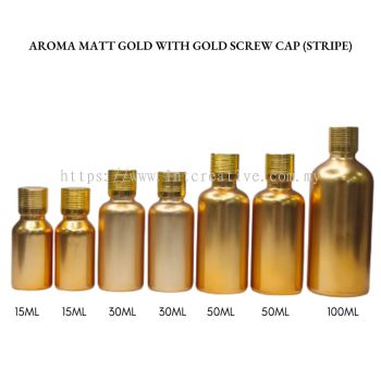 Aroma Matt Gold Bottle with Gold Screw Cap (STRIPE)