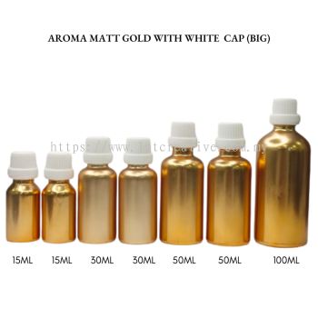 Aroma Matt Gold Bottle with White Cap (BIG)