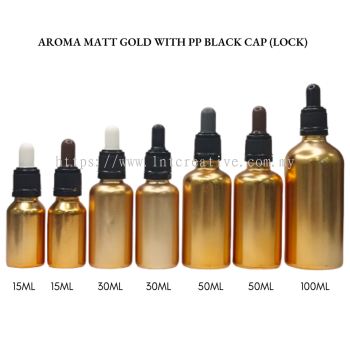 Aroma Matt Gold Bottle with PP Black Cap (LOCK)